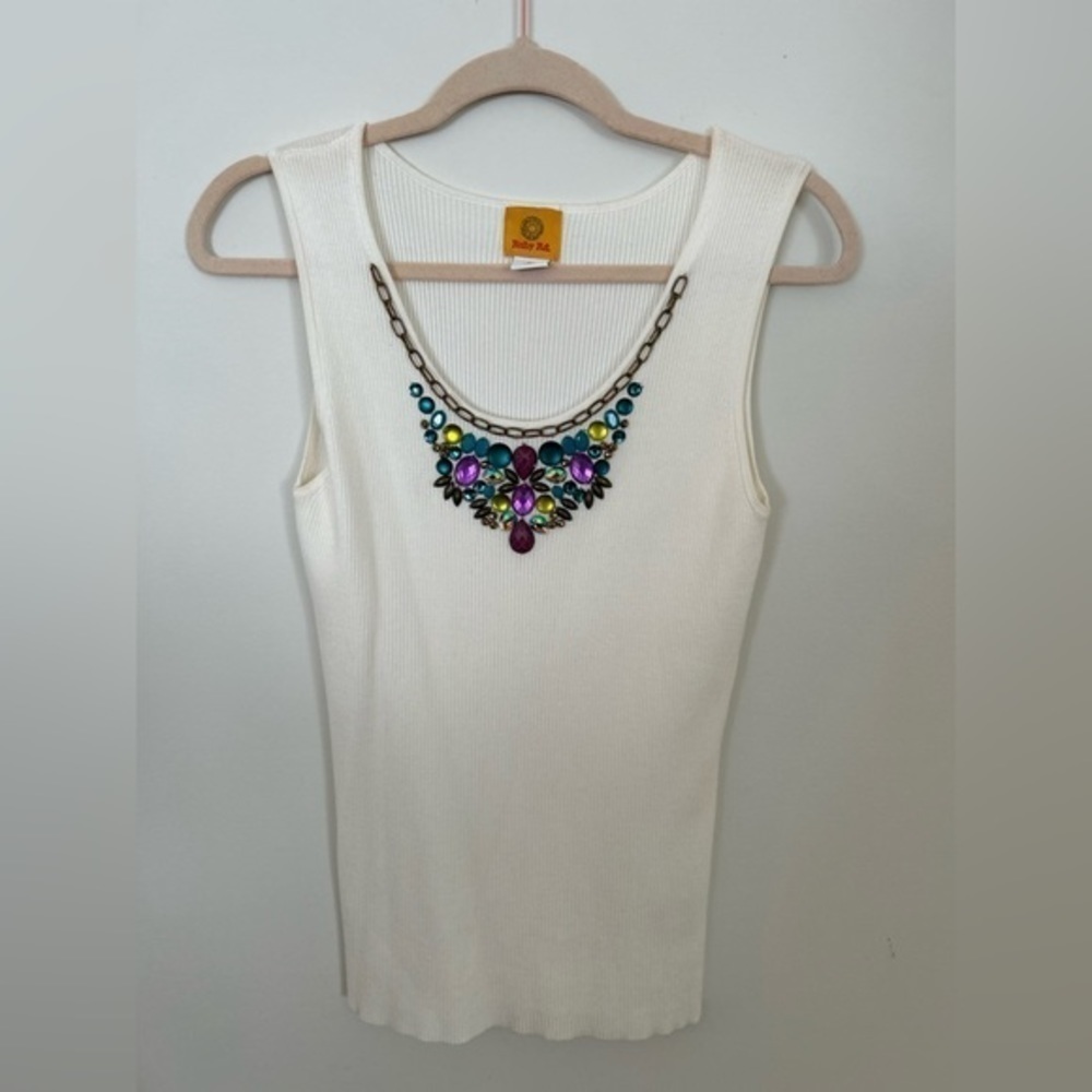 Ruby Rd Beaded White Tank‎ Top size (M)